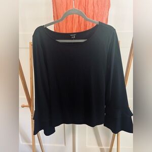 LOFT Black Bell Sleeve Blouse Relaxed Fit